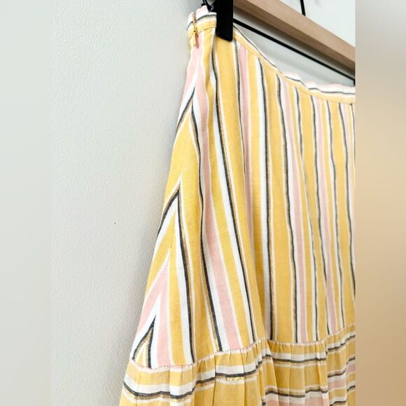 Veronica Beard Serence Cotton Blend Maxi Skirt in Yellow Pink Metallic Stripe S - Picture 4 of 7